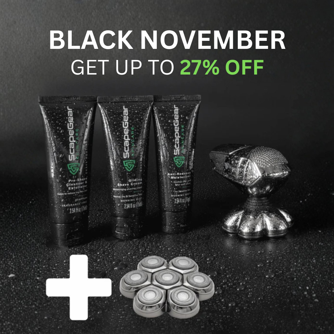 ScapeGear Premium Head Shaver + Shaving Routine + Blade