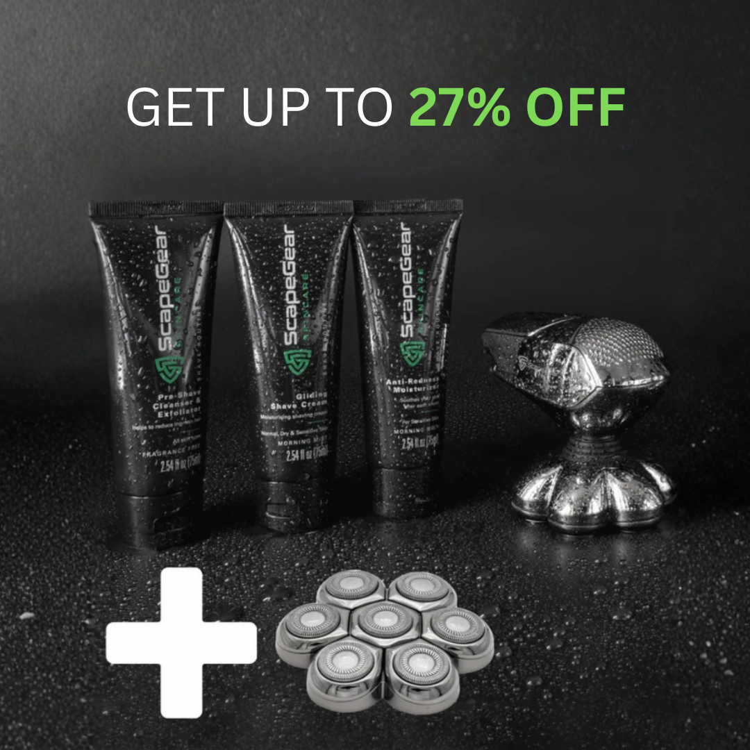 ScapeGear Premium Head Shaver + Shaving Routine + Blade